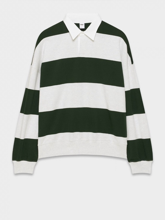 Aritzia Tops - Aritzia Rugby Stripe Pullover - Dark Green & White